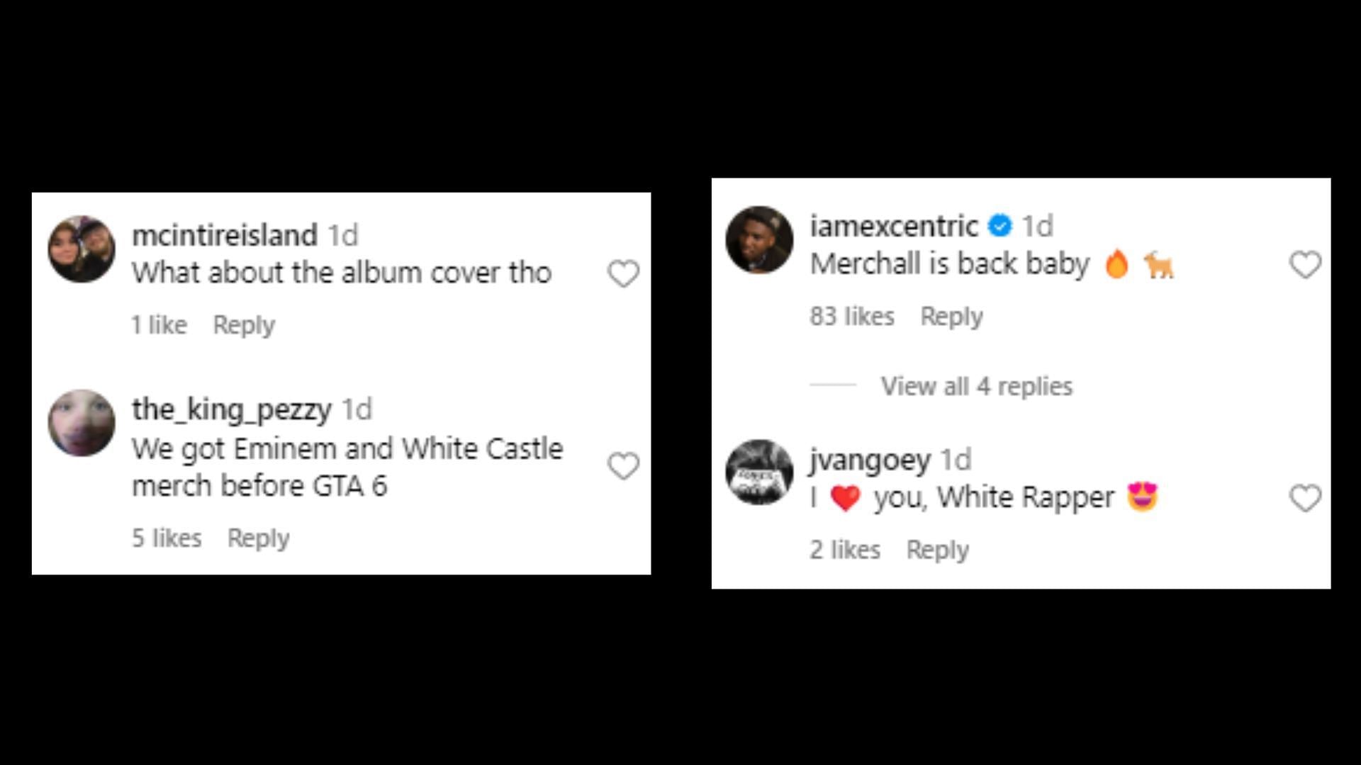Netizens post their reactions in the comments section (Image via Instagram/eminem)